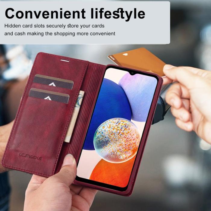 LC.imeeke - LC.IMEEKE Samsung Galaxy A14 Fodral PU Läder - Röd