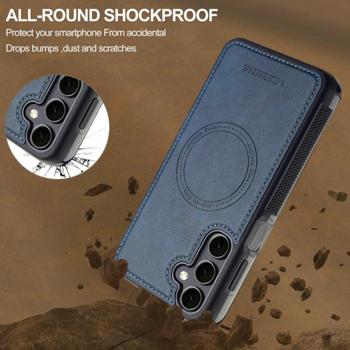 LC.imeeke - LC.IMEEKE Samsung Galaxy A16 Fodral Äkta läder - Blå