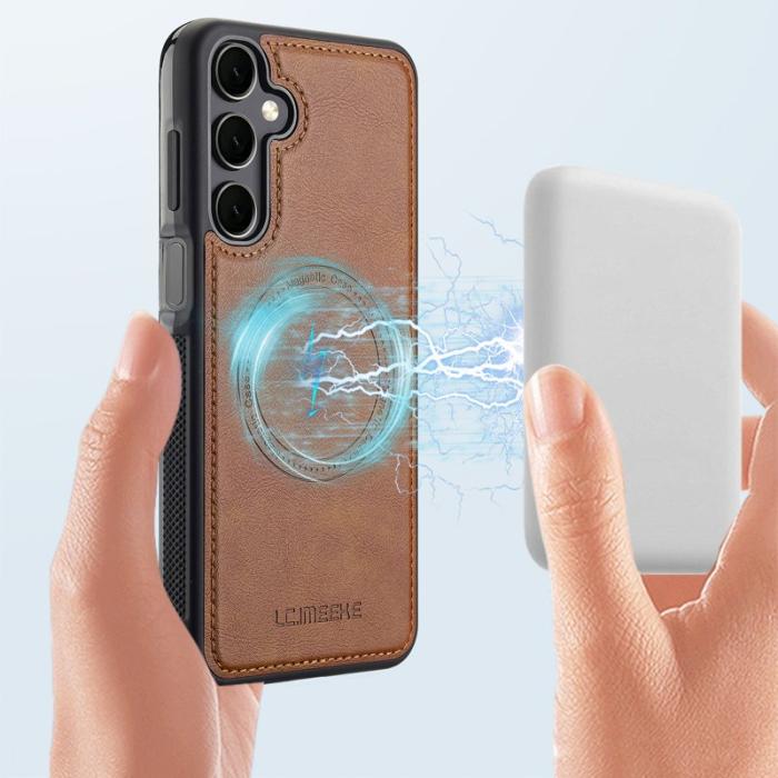 LC.imeeke - LC.IMEEKE Samsung Galaxy A17 5G Fodral Äkta läder - Brun