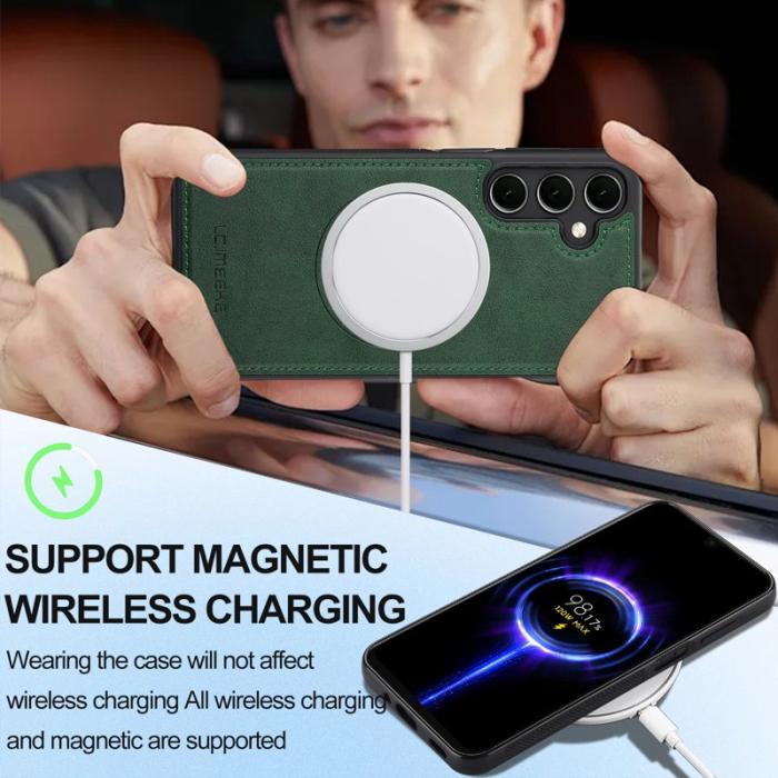 LC.imeeke - LC.IMEEKE Samsung Galaxy A17 Fodral - Äkta läder - Grön