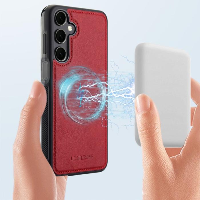 LC.imeeke - LC.IMEEKE Samsung Galaxy A17 Fodral Äkta läder - Röd