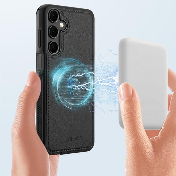 LC.imeeke - LC.IMEEKE Samsung Galaxy A17 Fodral Äkta läder - Svart