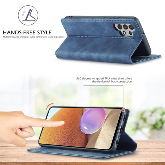 LC.imeeke - LC.IMEEKE Samsung Galaxy A32 5G Fodral Äkta läder - Blå
