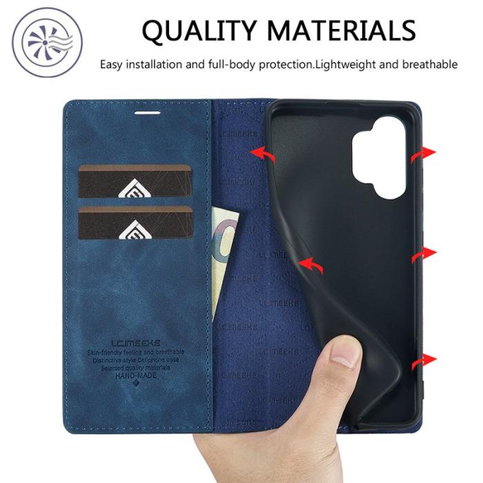LC.imeeke - LC.IMEEKE Samsung Galaxy A32 5G Fodral Äkta läder - Blå
