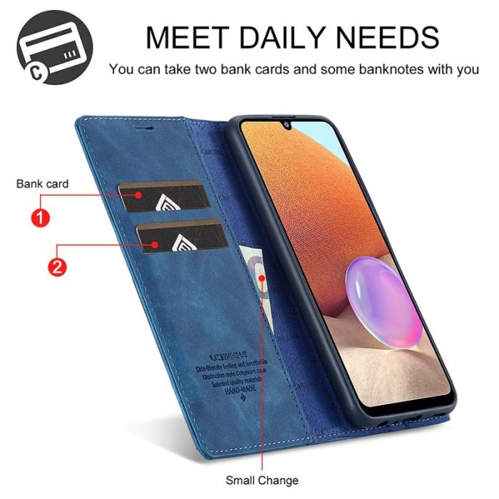 LC.imeeke - LC.IMEEKE Samsung Galaxy A32 5G Fodral Äkta läder - Blå