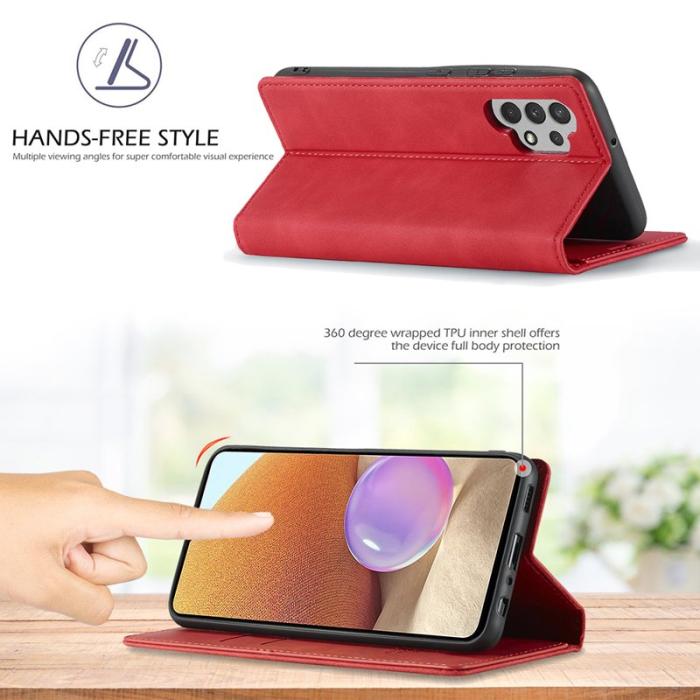 LC.imeeke - LC.IMEEKE Samsung Galaxy A32 5G Fodral Äkta läder - Röd