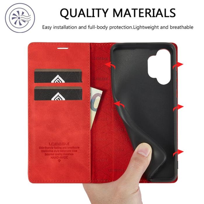 LC.imeeke - LC.IMEEKE Samsung Galaxy A32 5G Fodral Äkta läder - Röd