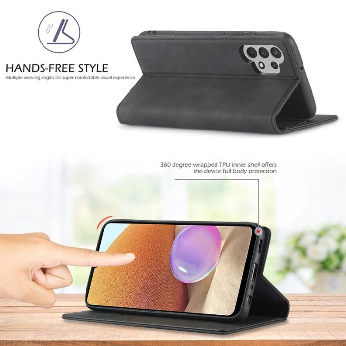 LC.imeeke - LC.IMEEKE Samsung Galaxy A32 5G Fodral Äkta läder - Svart