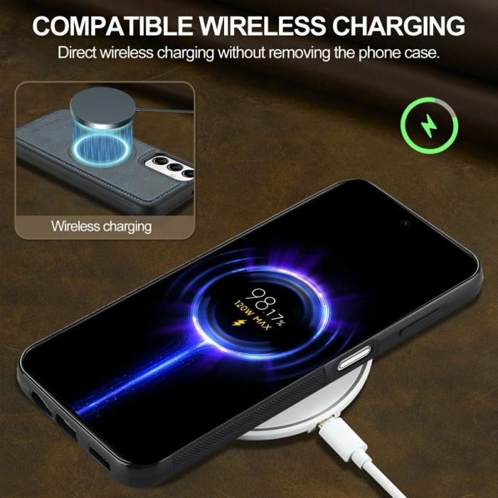 LC.imeeke - LC.IMEEKE Samsung Galaxy A34 5G Fodral Äkta läder - Blå