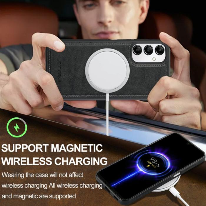 LC.imeeke - LC.IMEEKE Samsung Galaxy A34 5G Fodral Äkta läder - Svart