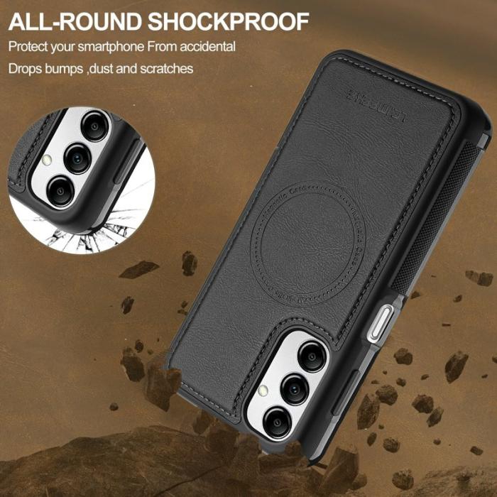 LC.imeeke - LC.IMEEKE Samsung Galaxy A34 5G Fodral Äkta läder - Svart