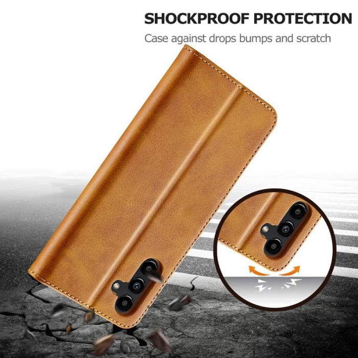 LC.imeeke - LC.IMEEKE Samsung Galaxy A34 5G Fodral i Äkta Läder - Ljusbrun