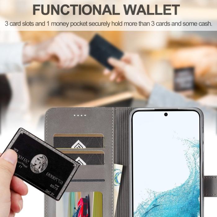 LC.imeeke - LC.IMEEKE Samsung Galaxy A35 5G Fodral PU Läder - Grå