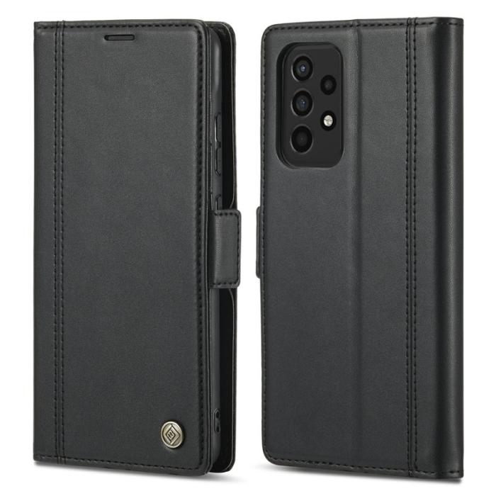 LC.imeeke - LC.IMEEKE Samsung Galaxy A52 Fodral Äkta läder - Svart