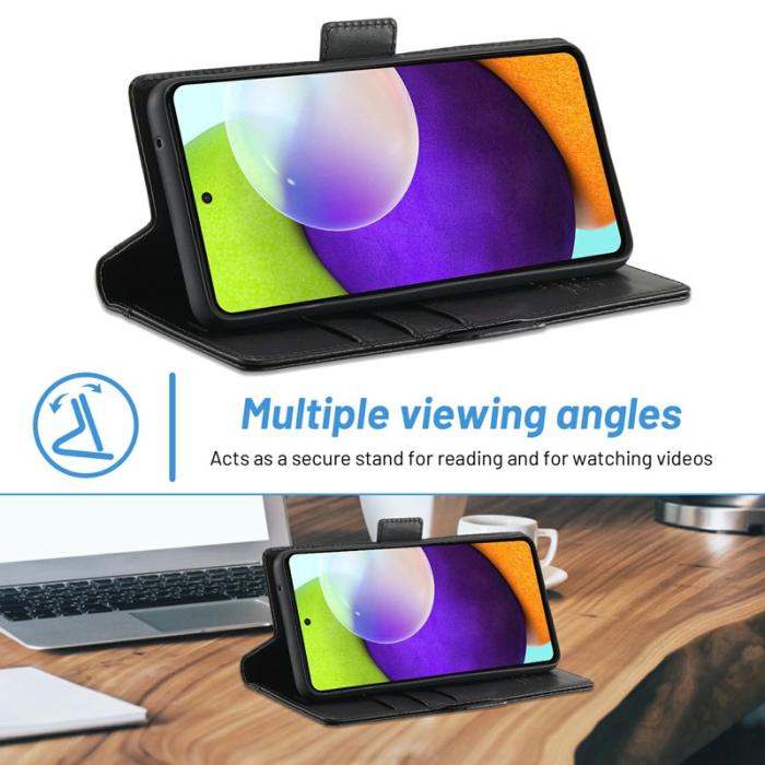 LC.imeeke - LC.IMEEKE Samsung Galaxy A52 Fodral Äkta läder - Svart