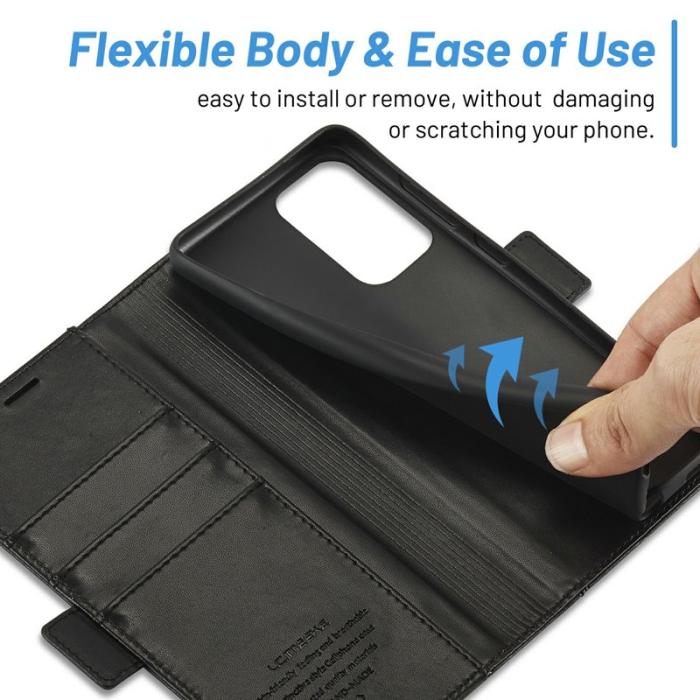 LC.imeeke - LC.IMEEKE Samsung Galaxy A52 Fodral Äkta läder - Svart