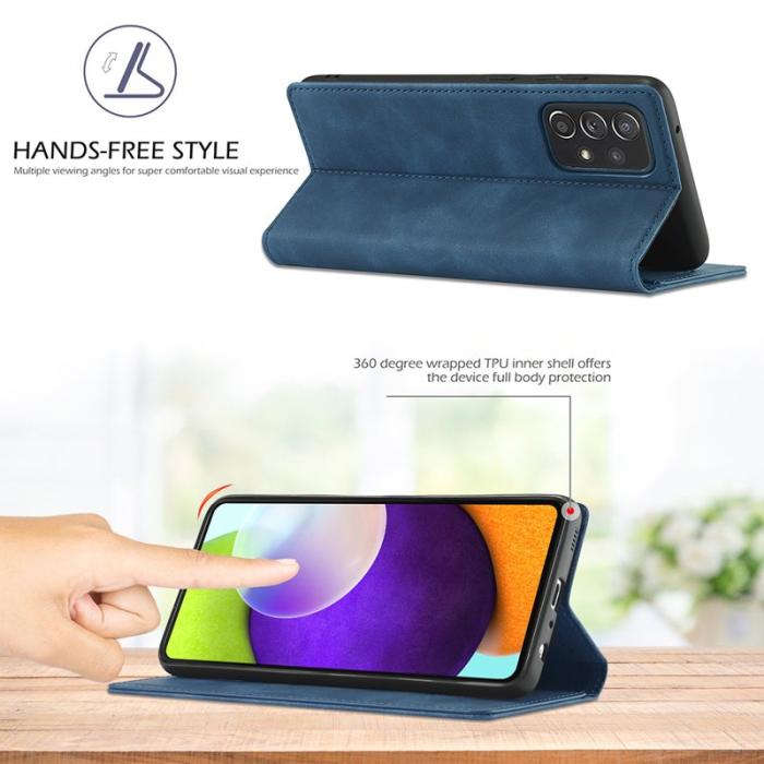 LC.imeeke - LC.IMEEKE Samsung Galaxy A52 Skal Äkta läder - Blå