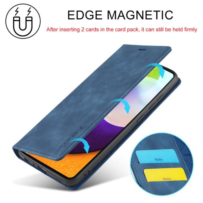 LC.imeeke - LC.IMEEKE Samsung Galaxy A52 Skal Äkta läder - Blå