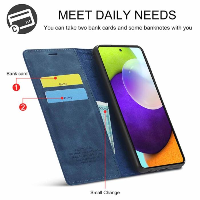 LC.imeeke - LC.IMEEKE Samsung Galaxy A52 Skal Äkta läder - Blå