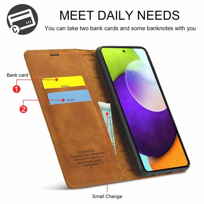 LC.imeeke - LC.IMEEKE Samsung Galaxy A52 Skal Äkta läder - Brun