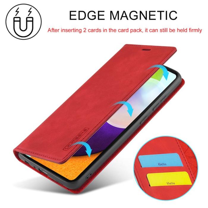 LC.imeeke - LC.IMEEKE Samsung Galaxy A52 Skal Äkta läder - Röd