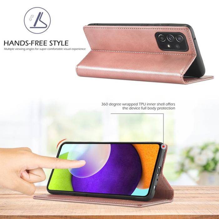 LC.imeeke - LC.IMEEKE Samsung Galaxy A52 Skal Äkta läder - Rose Gold