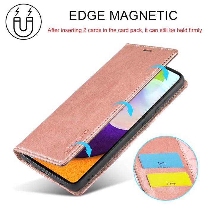 LC.imeeke - LC.IMEEKE Samsung Galaxy A52 Skal Äkta läder - Rose Gold