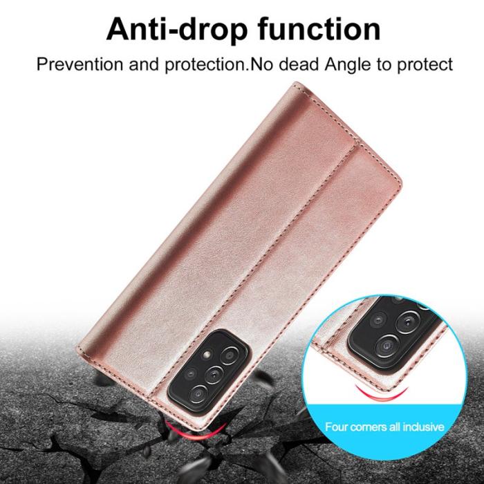 LC.imeeke - LC.IMEEKE Samsung Galaxy A52 Skal Äkta läder - Rose Gold