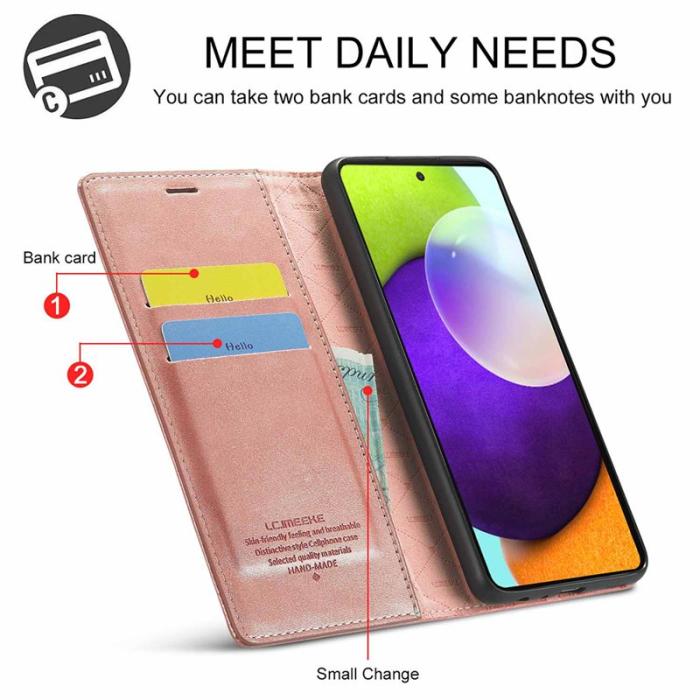 LC.imeeke - LC.IMEEKE Samsung Galaxy A52 Skal Äkta läder - Rose Gold