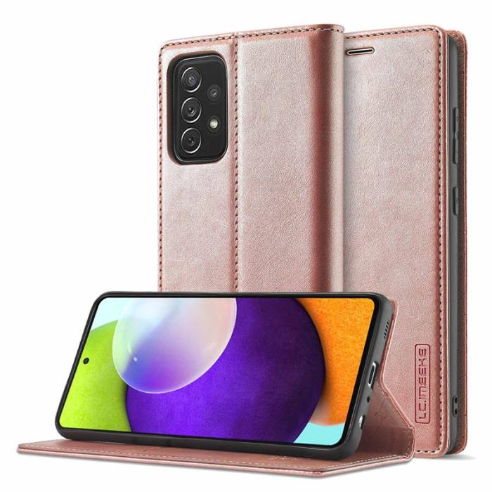 LC.imeeke - LC.IMEEKE Samsung Galaxy A52 Skal Äkta läder - Rose Gold