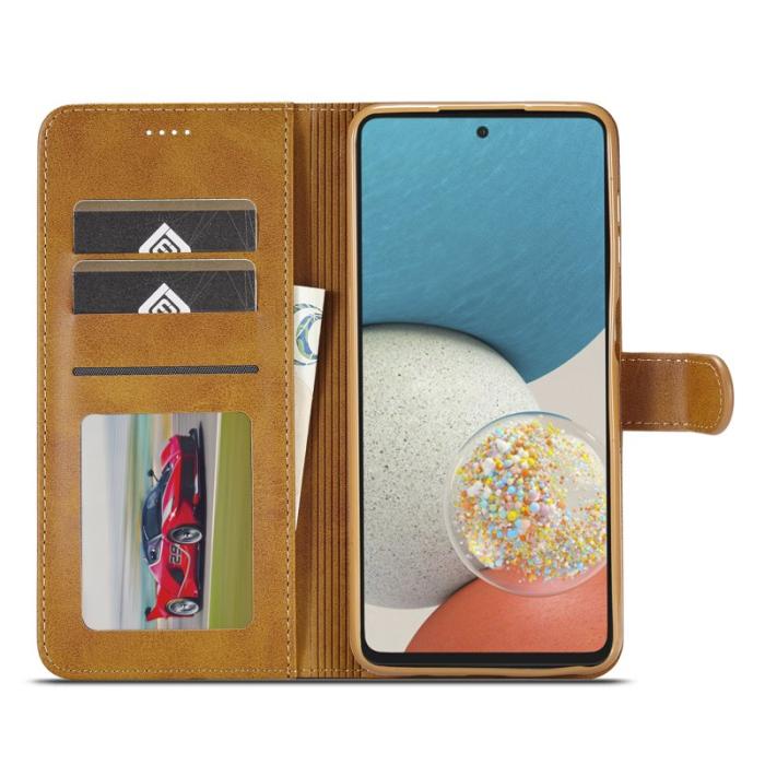 LC.imeeke - LC.IMEEKE Samsung Galaxy A53 5G Plånboksfodral Konstläder - Ljusbrun