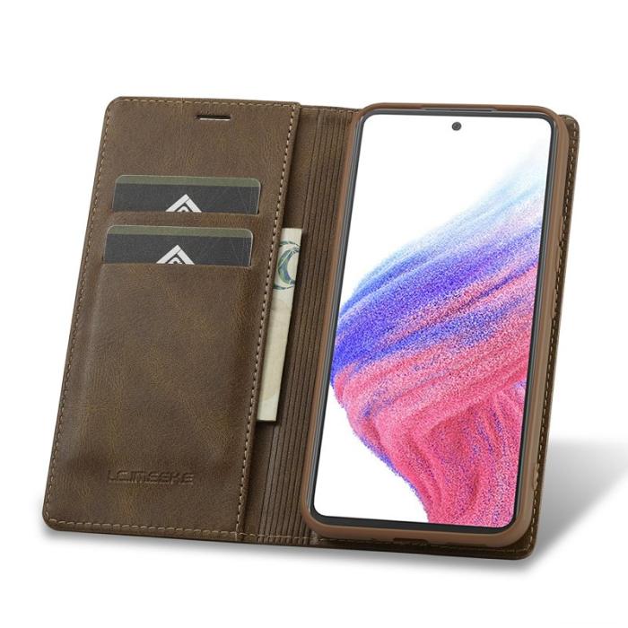 LC.imeeke - LC.IMEEKE Samsung Galaxy A54 5G Fodral Äkta läder - Brun