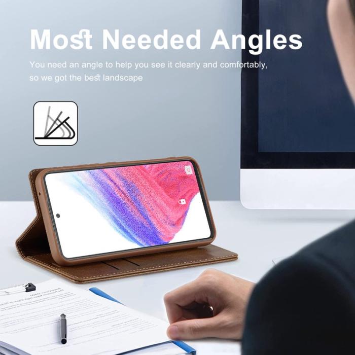 LC.imeeke - LC.IMEEKE Samsung Galaxy A54 5G Fodral Äkta läder - Brun