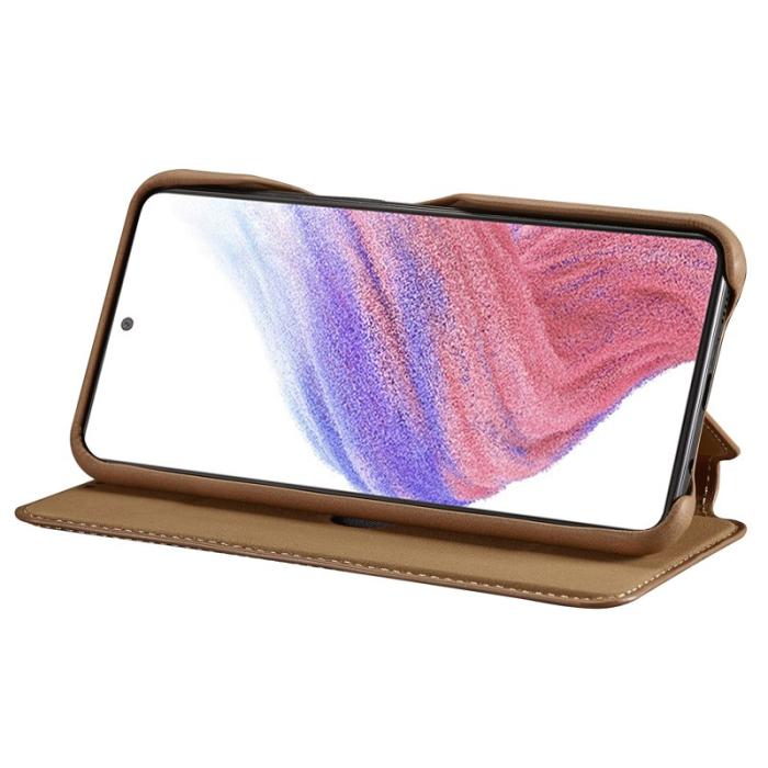 LC.imeeke - LC.IMEEKE Samsung Galaxy A54 5G Fodral Äkta läder - Ljusbrun