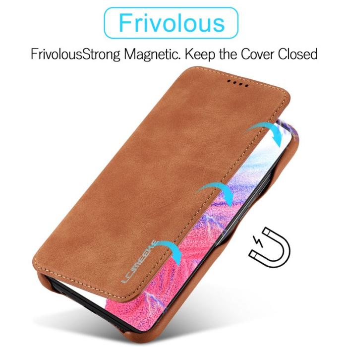 LC.imeeke - LC.IMEEKE Samsung Galaxy A54 5G Fodral Äkta läder - Ljusbrun