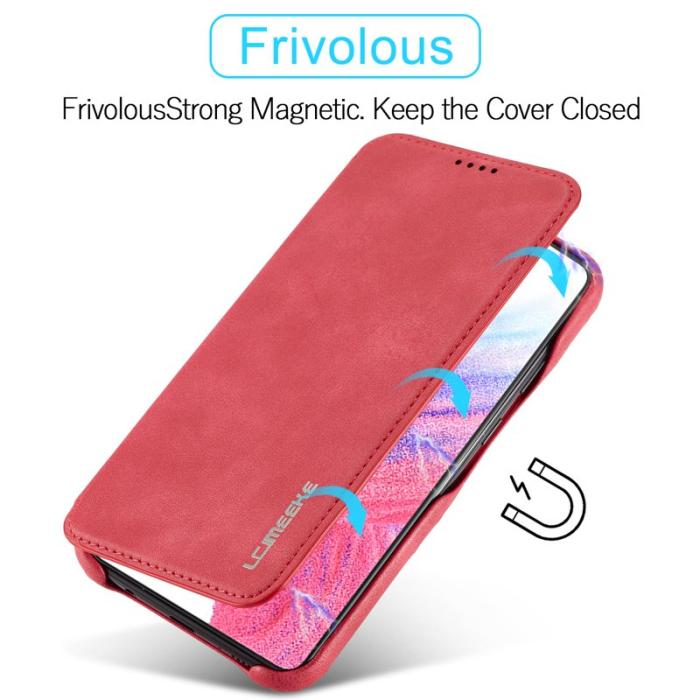 LC.imeeke - LC.IMEEKE Samsung Galaxy A54 5G Fodral Äkta läder - Röd