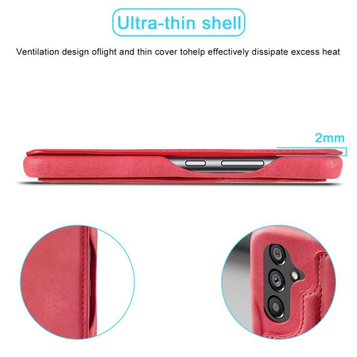 LC.imeeke - LC.IMEEKE Samsung Galaxy A54 5G Fodral Äkta läder - Röd