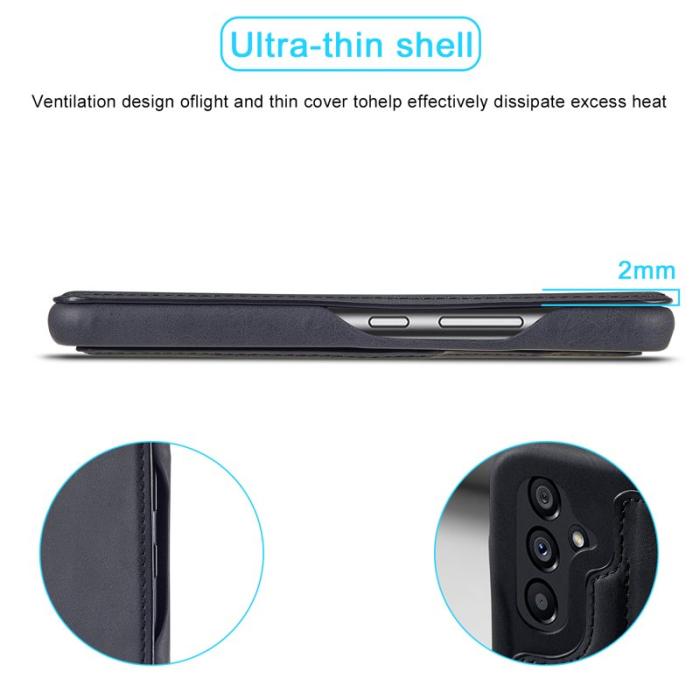 LC.imeeke - LC.IMEEKE Samsung Galaxy A54 5G Fodral - Äkta läder - Svart