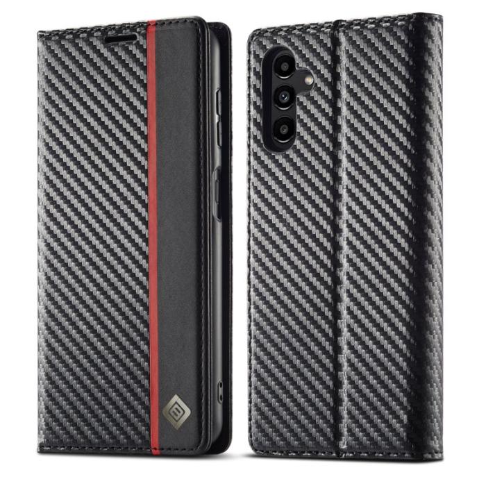 LC.imeeke - LC.IMEEKE Samsung Galaxy A55 5G Fodral Flip Wallet - Kolfiber - Vit