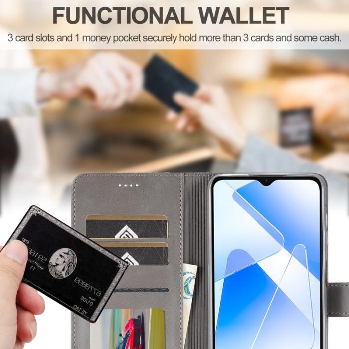 LC.imeeke - LC.IMEEKE Samsung Galaxy A55 5G Fodral PU Läder - Grå