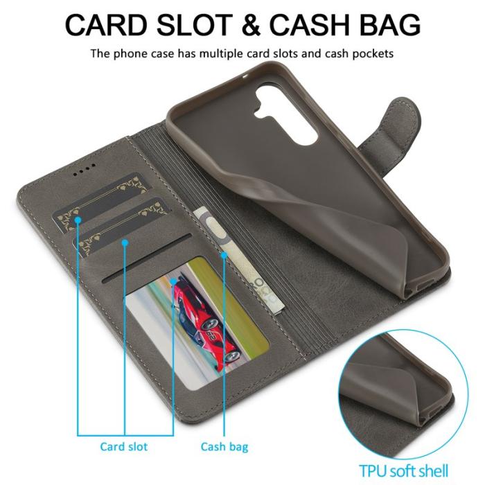 LC.imeeke - LC.IMEEKE Samsung Galaxy A56 5G Fodral - PU Läder - Grå