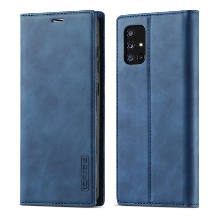 LC.imeeke - LC.IMEEKE Samsung Galaxy A71 Skal Äkta läder - Blå