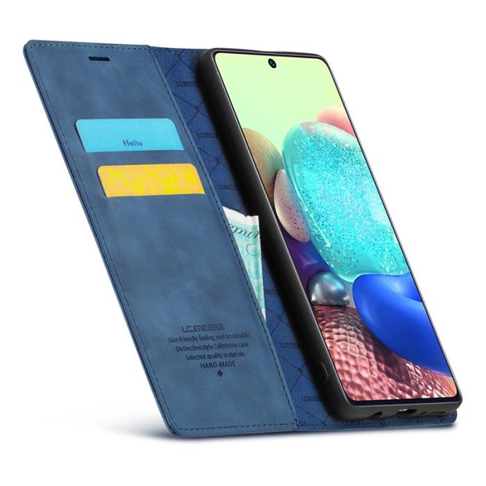 LC.imeeke - LC.IMEEKE Samsung Galaxy A71 Skal Äkta läder - Blå
