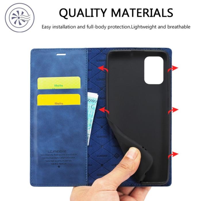 LC.imeeke - LC.IMEEKE Samsung Galaxy A71 Skal Äkta läder - Blå