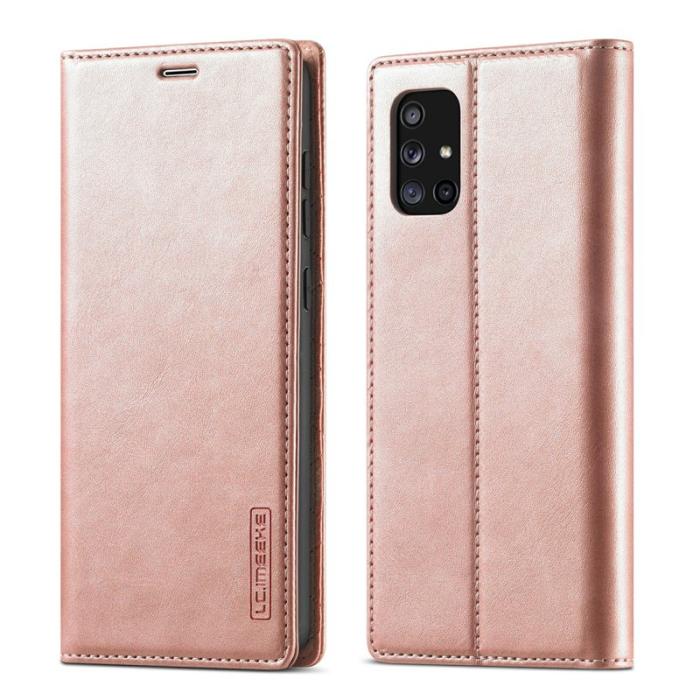 LC.imeeke - LC.IMEEKE Samsung Galaxy A71 Skal Äkta läder - Rose Gold