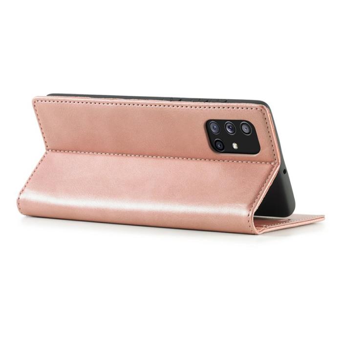 LC.imeeke - LC.IMEEKE Samsung Galaxy A71 Skal Äkta läder - Rose Gold
