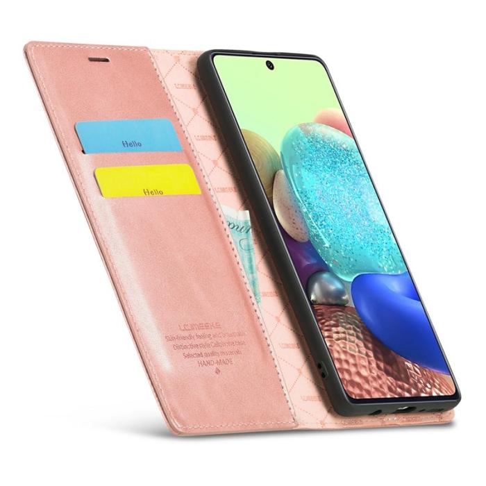 LC.imeeke - LC.IMEEKE Samsung Galaxy A71 Skal Äkta läder - Rose Gold