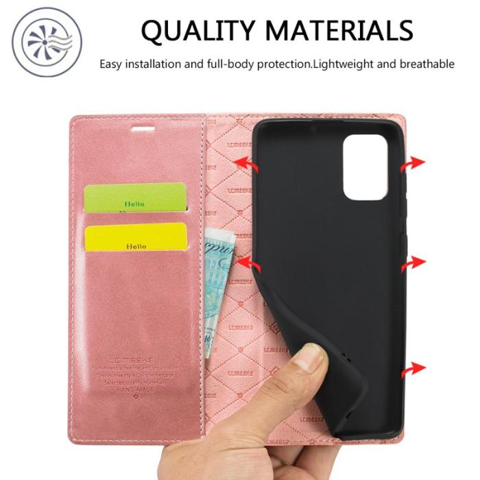 LC.imeeke - LC.IMEEKE Samsung Galaxy A71 Skal Äkta läder - Rose Gold