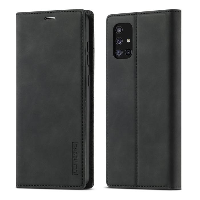 LC.imeeke - LC.IMEEKE Samsung Galaxy A71 Skal Äkta läder - Svart