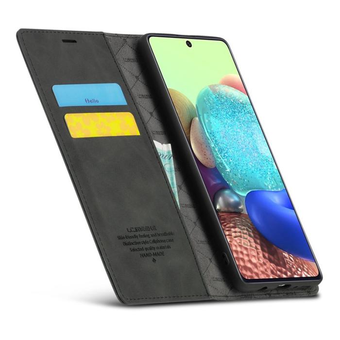 LC.imeeke - LC.IMEEKE Samsung Galaxy A71 Skal Äkta läder - Svart